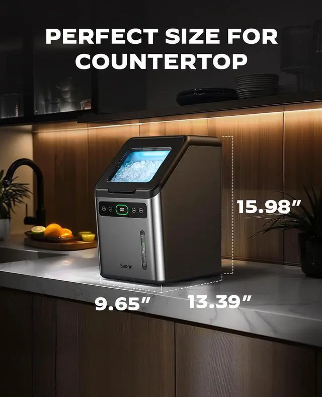 Alt view image 7 of 7 - Nugget Ice Maker - Timer Ice Machine with Self-Cleaning, 45lbs per Day Pebble Ice Maker with Soft Chewable Ice, One-Click Operation Ice Machine for Home, Kitchen, Office