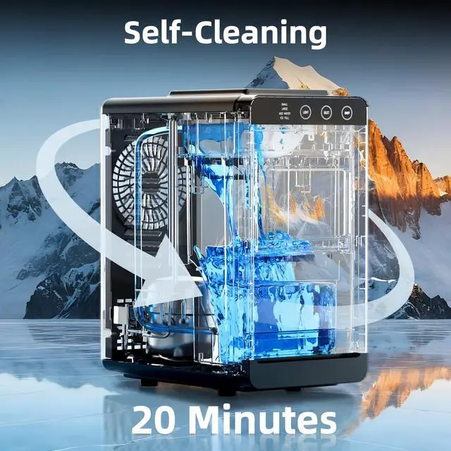 Alt view image 6 of 6 - Countertop Portable Ice Maker, 8 Cubes in 6 Mins Fast Ice Making, 26Lbs Ice Per Day Auto Self-Cleaning Ice Machine with Ice Basket & Scoop, Compact Mini Ice Maker for Home Kitchen Office Bar RV Travel