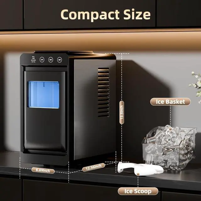 Alt view image 5 of 6 - Countertop Portable Ice Maker, 8 Cubes in 6 Mins Fast Ice Making, 26Lbs Ice Per Day Auto Self-Cleaning Ice Machine with Ice Basket & Scoop, Compact Mini Ice Maker for Home Kitchen Office Bar RV Travel