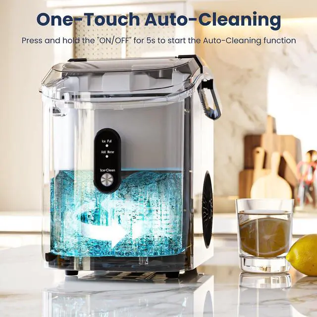 Alt view image 4 of 7 - Nugget Ice Makers Countertop with Auto-Cleaning, 35lbs/Day, Portable Sonic Ice Machine with Handle, Basket and Scoop for Home/Kitchen/Office/Camping(Stainless Steel Black)