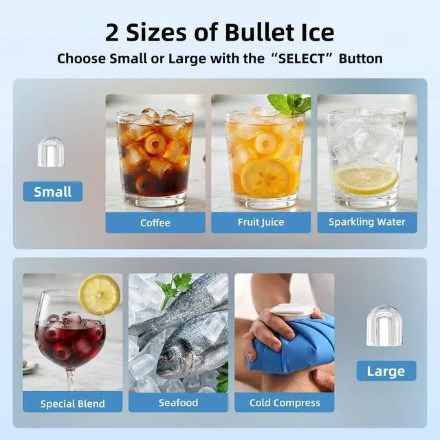 Alt view image 6 of 7 - Ice Maker, Portable Ice Machine with Self-Cleaning Function, 8 Cubes in 6 Mins Fast Countertop Ice Making, Compact Ice Cube Maker for Home, Kitchen, RV, Travel, Stainless Steel