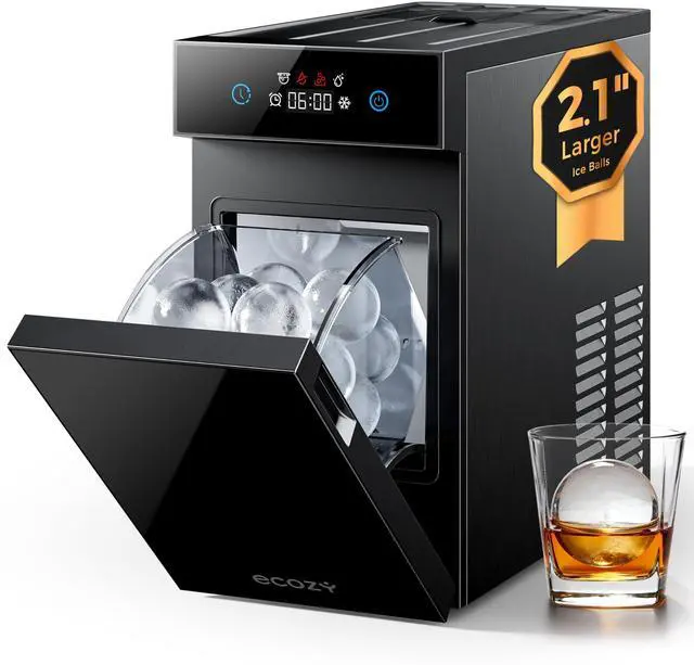 Main image of 2.1" Clear Ice Ball Maker Countertop Minimal Footprint Sphere Ice | CrystalFlux Technology, 8H Timer, 1 pc in 30 Mins, 48 pcs/Day, Self-Cleaning, Home Bar Whiskey & Bourbon
