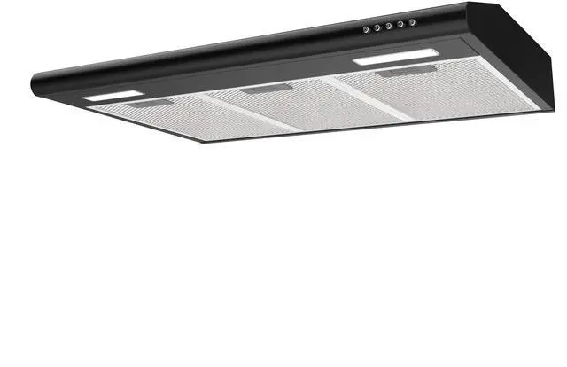 Main image of AWB75918B Black Range Hood 30 inch Under Cabinet with Anti-Fingerprint Design, Slim Vent Hood with Push Button Control, Ducted and Ductless Convertible