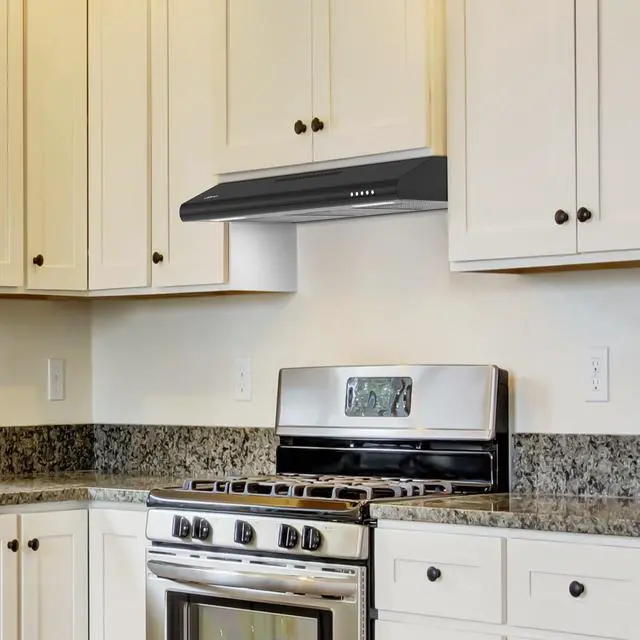 Alt view image 7 of 7 - AWB75918B Black Range Hood 30 inch Under Cabinet with Anti-Fingerprint Design, Slim Vent Hood with Push Button Control, Ducted and Ductless Convertible