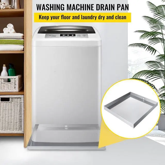 Alt view image 2 of 7 - 32 x 30 x 2.5 Inch Washing Machine Pan 18 GA Thickness Galvanized Steel Heavy Duty Compact Washer Drip Tray with Drain Hole & Hose Adapter