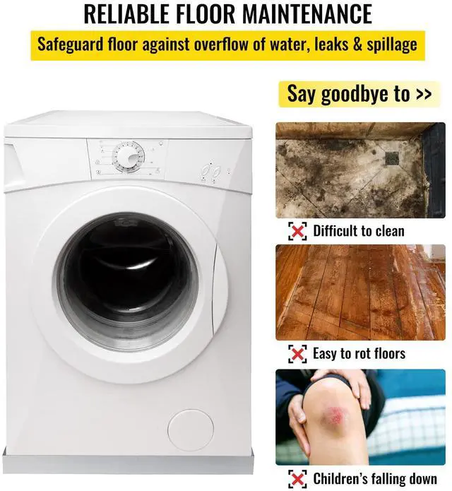 Alt view image 3 of 7 - 32 x 30 x 2.5 Inch Washing Machine Pan 18 GA Thickness Galvanized Steel Heavy Duty Compact Washer Drip Tray with Drain Hole & Hose Adapter
