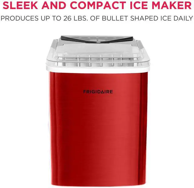 Alt view image 2 of 6 - Compact Countertop Ice Maker, 26lbs of Ice per Day, Red Stainless