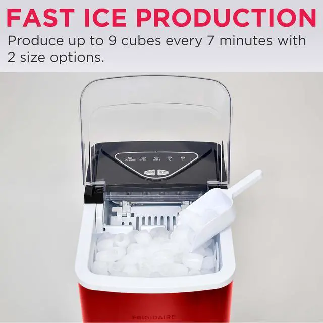 Alt view image 4 of 6 - Compact Countertop Ice Maker, 26lbs of Ice per Day, Red Stainless