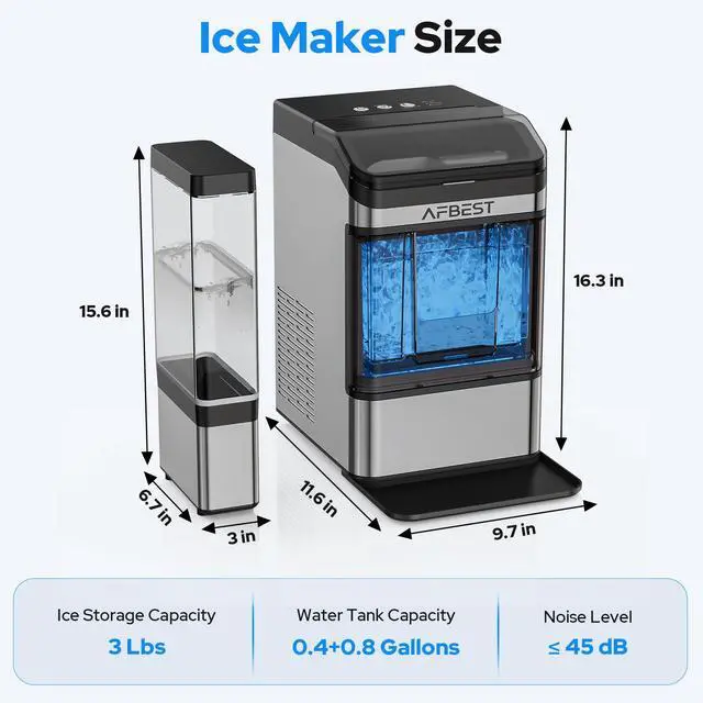 Alt view image 6 of 7 - Large Capacity Countertop Ice Maker - 38 lbs/24H Output Chewable Nugget Ice, One-Touch Self-Cleaning, 3L+1.5L Dual Water Tanks, Portable Ice Machine for Home, Bar, Office, RV