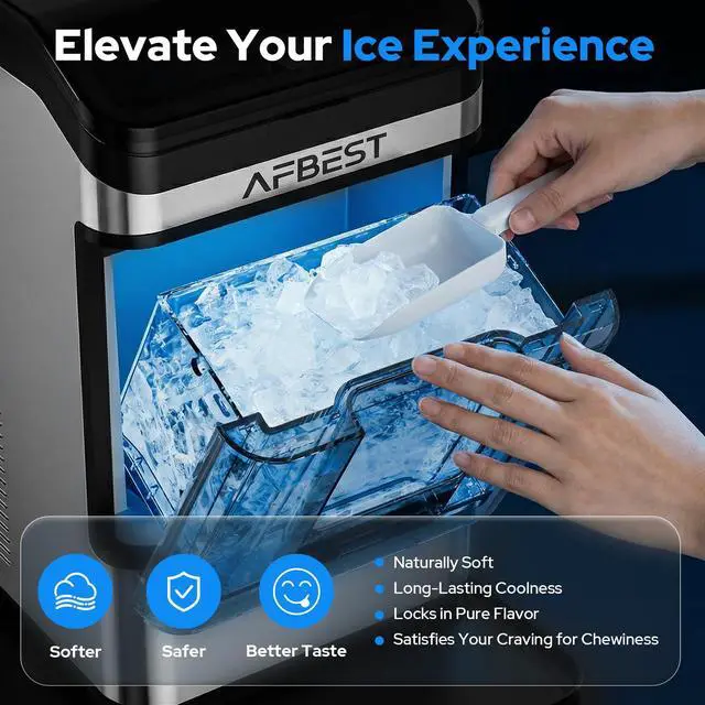 Alt view image 3 of 7 - Large Capacity Countertop Ice Maker - 38 lbs/24H Output Chewable Nugget Ice, One-Touch Self-Cleaning, 3L+1.5L Dual Water Tanks, Portable Ice Machine for Home, Bar, Office, RV