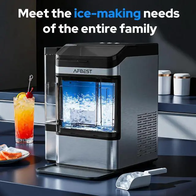 Alt view image 7 of 7 - Large Capacity Countertop Ice Maker - 38 lbs/24H Output Chewable Nugget Ice, One-Touch Self-Cleaning, 3L+1.5L Dual Water Tanks, Portable Ice Machine for Home, Bar, Office, RV