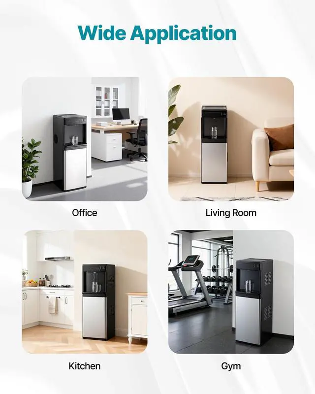 Alt view image 6 of 7 - Water Dispenser with Ice Maker, 3-in-1 Floor-Standing Water Dispenser, 33 LBS/24H, 9 Cubes/7 Min Fast Ice Making with 1.3 LBS Storage, Bullet Ice-Cubes & Cold-Water, for Home, Kitchen, Party