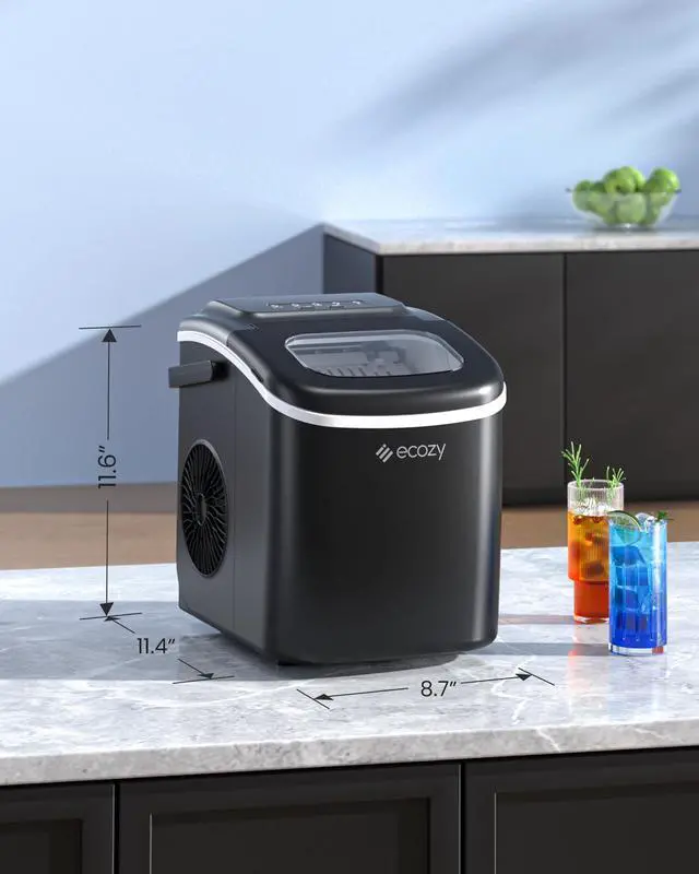 Alt view image 6 of 7 - Ice Makers Countertop, 9 Ice Cubes Ready in 6 Mins, Portable Ice Machine with Carry Handle, 26lbs/24Hrs, Auto-Cleaning Ice Maker with Basket and Scoop, for Home/Kitchen/Camping/RV
