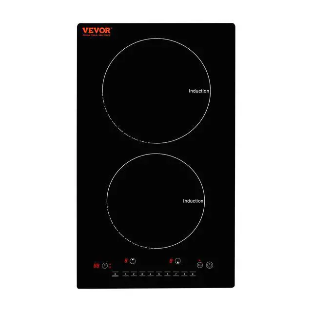 Main image of Electric Cooktop, 2 Burners, 12'' Induction Stove Top, Built-in Magnetic Cooktop 1800W, 9 Heating Level Multifunctional Burner, LED Touch Screen w/Child Lock & Over-Temperature Protection