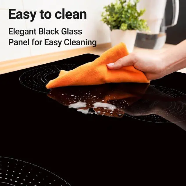 Alt view image 7 of 7 - 30" Built-in Induction Cooktop, 9 Levels, 240V, No Plug, 7200W | 4 burners (2x1600W, 2x2000W). Child safety lock, auto shut-off, overflow protection. Scratch-resistant glass
