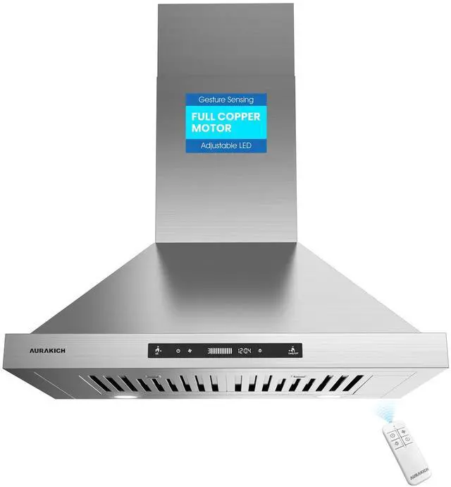Main image of 30-inch Wall Mount Range Hood, 900 CFM Full Copper Motor | Ducted/Ductless Kitchen Vent Hood with Triple Smart Controls (Gesture/Remote/Touch), Tunable LED Lighting, Stainless Steel