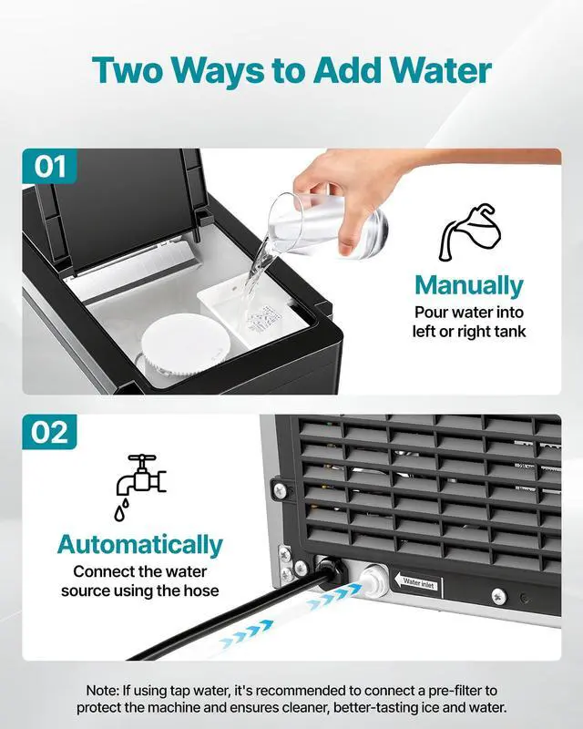 Alt view image 5 of 7 - Water Dispenser with Ice Maker, 3-in-1 Countertop Water Dispenser, 35 LBS/24H, 12 Cubes/7 Min Fast Ice Making with 4 LBS Storage, Bullet/Crushed ICES & Cold-Water, for Home, Kitchen, Party