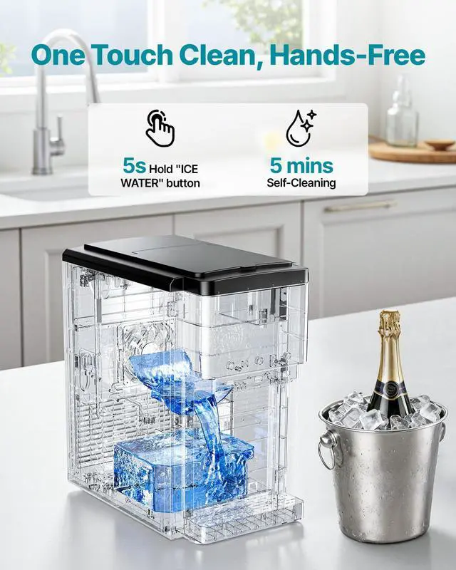 Alt view image 6 of 7 - Water Dispenser with Ice Maker, 3-in-1 Countertop Water Dispenser, 35 LBS/24H, 12 Cubes/7 Min Fast Ice Making with 4 LBS Storage, Bullet/Crushed ICES & Cold-Water, for Home, Kitchen, Party