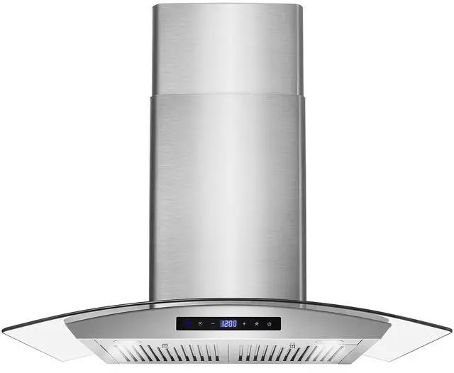 Main image of 30 in. Vista Coll 380 CFM Ducted Wall Mount Range Hood LED, Stainless Steel | COS-668WRCS75 Soft Touch Controls, 3 Fan Speeds, Glass Visor, Permanent Dishwasher-Safe Baffle Filters