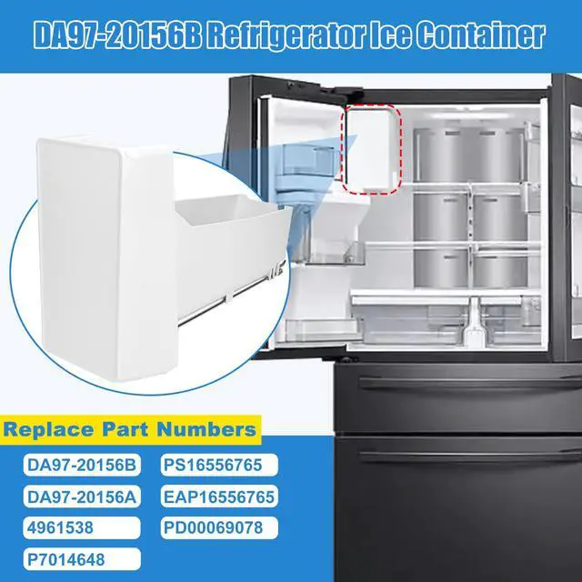 Alt view image 3 of 7 - DA97-20156B Refrigerator Ice Bucket, Refrigerator Ice Container Assembly | Compatible with Samsung Ice Maker Ice Bin RF28R7351SG, RF28R7201SG, RF27T5241SG, etc