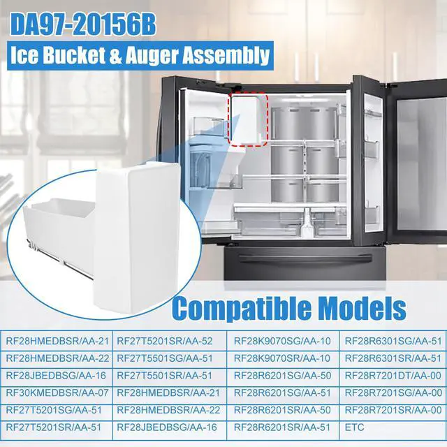 Alt view image 4 of 7 - DA97-20156B Refrigerator Ice Bucket, Refrigerator Ice Container Assembly | Compatible with Samsung Ice Maker Ice Bin RF28R7351SG, RF28R7201SG, RF27T5241SG, etc
