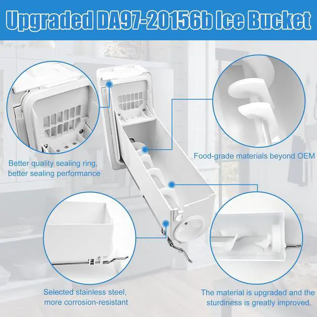 Alt view image 5 of 7 - DA97-20156B Refrigerator Ice Bucket, Refrigerator Ice Container Assembly | Compatible with Samsung Ice Maker Ice Bin RF28R7351SG, RF28R7201SG, RF27T5241SG, etc