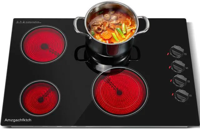 Main image of Electric Cooktop 30 Inch - 4 Burners Built-in Ceramic Cooktop, 30" Radiant Electric Stove Top with Knob Control, Hot Surface Indicator, 6700W, 220-240V Hard Wire(No Plug)