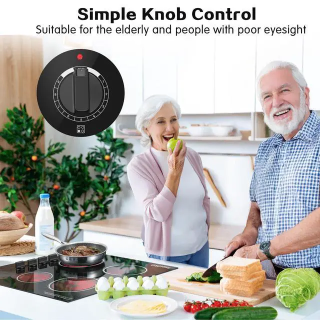 Alt view image 2 of 7 - Electric Cooktop 30 Inch - 4 Burners Built-in Ceramic Cooktop, 30" Radiant Electric Stove Top with Knob Control, Hot Surface Indicator, 6700W, 220-240V Hard Wire(No Plug)
