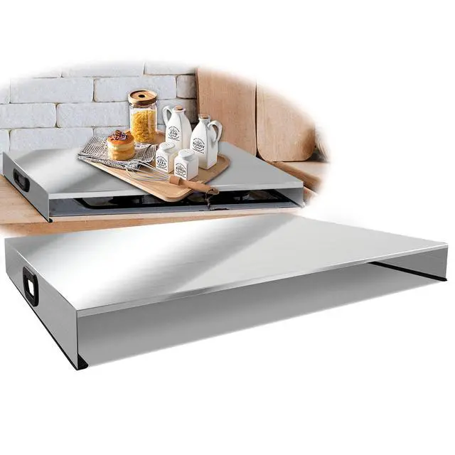 Alt view image 7 of 7 - Stainless Steel Gas Stove Top Cover, Noodle Board Cooktop Cover, Kitchen Organizer for Gas and Electric Stove Range Expanding Kitchen Space, Large Size 36"x 23.6"x3", Sliver