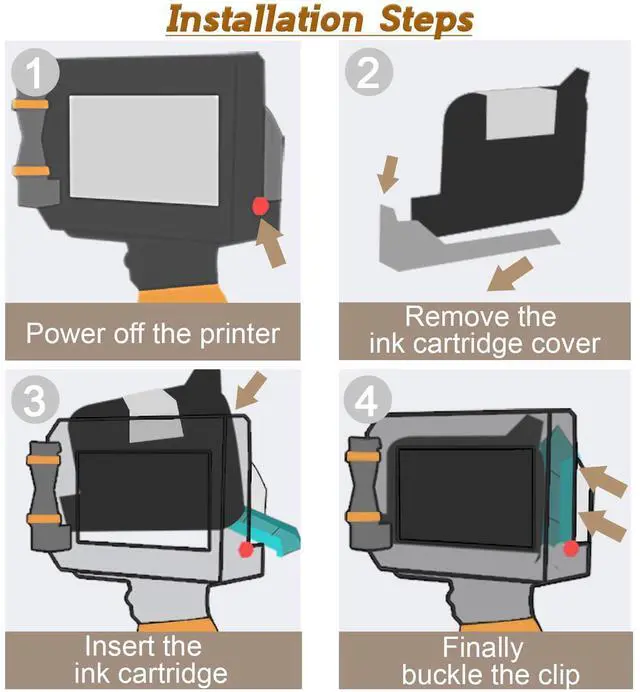 Alt view image 4 of 7 - 12.7mm Black Fast Dry Ink Cartridge PK2588 for Handheld Inkjet Printer KP007, 42ml Solvent Quick-Dry Ink Cartridge Replacement (Black)
