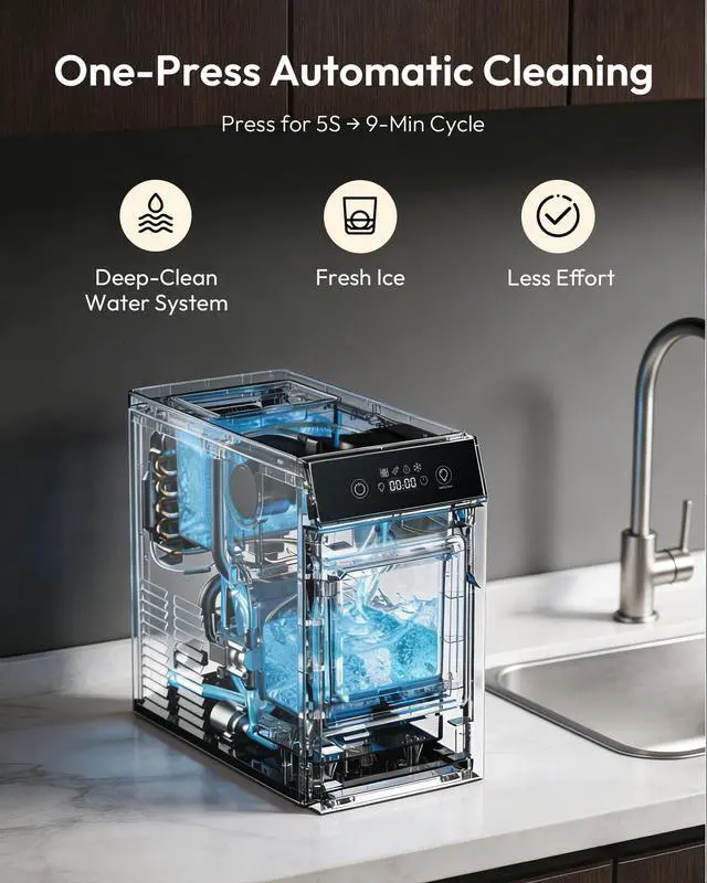 Alt view image 7 of 7 - 2.4" Ice Ball Maker Countertop, 2Pcs Ready in 60Mins, 48Pcs/Day, 8H Timer, Self-Cleaning Sphere Ice Maker Machine with Crystal Clear Ice, Round Ice Cube Maker for Whiskey & Bourbon