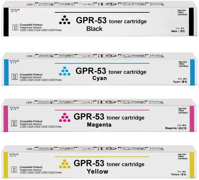 Main image of GPR-53 GPR53 Toner Cartridge High Capacity Black Cyan Yellow Magenta Toner | Replacement for Canon ImageRunner Advance C3325 C3325i C3330 C3330i C3525 C3525i C3530 C3530i DX C3730i C3730i Printer