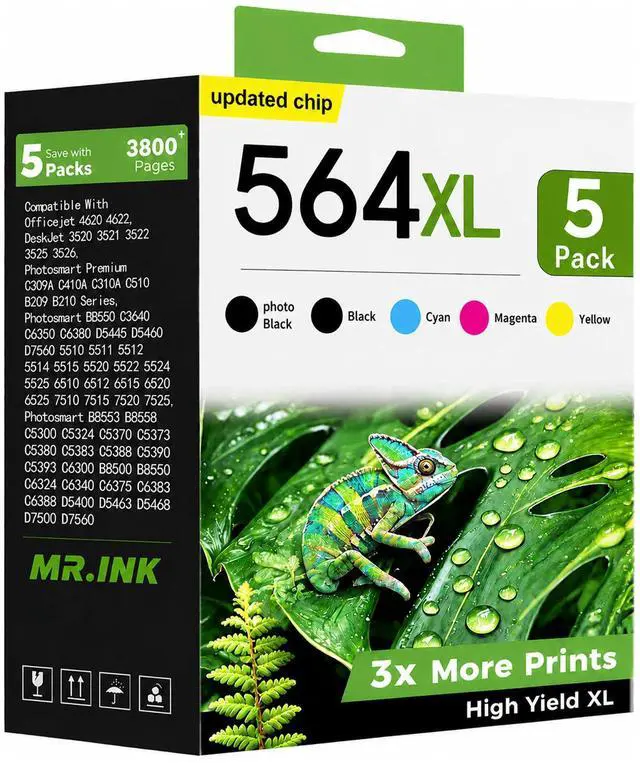 Main image of 564XL Ink Cartridge Compatible for HP Ink 564 XL 564XL High Yield 5 Combo Pack (BK/PBK/C/M/Y) for DeskJet 3520 3522 Photosmart 7520 6520 5520 7525 5514 7510 OfficeJet 4620 Printers