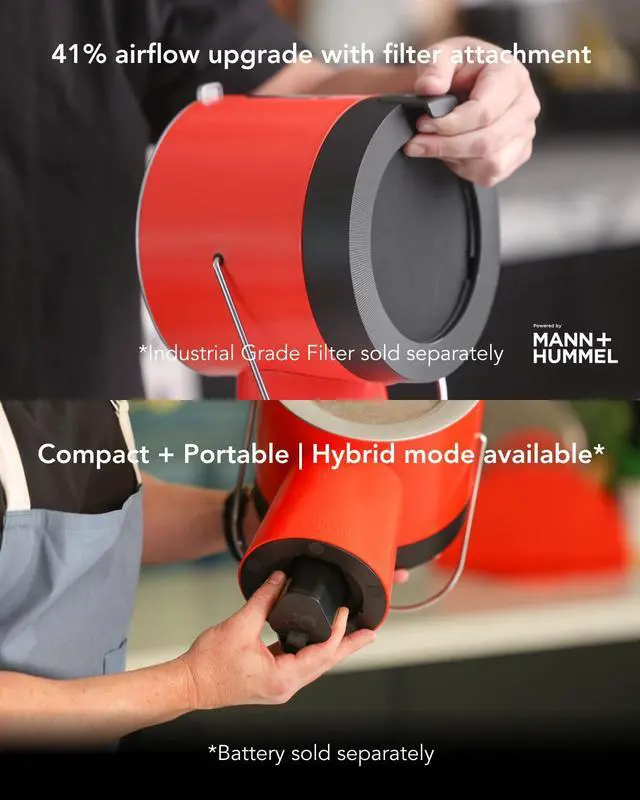 Alt view image 5 of 7 - Portable Range Hood 2 Pro, Corded & Cordless Design, Cadmium Orange | Enhanced airflow & led touch panel, perfect for indoor cooktops & RV; lower noise; battery purchased separately