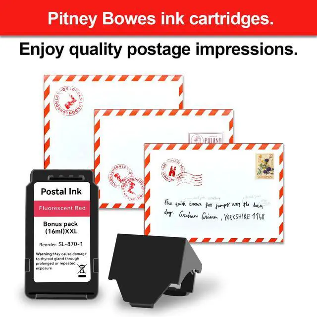 Alt view image 3 of 5 - XXL SL-870-1 Fluorescent Postage Red Ink Cartridge for SendPro Mailstation | High Capacity SL-870-1 Ink Cartridges for PB New SendPro Mailstation (CSD1) Postage Meter (16ml*2)