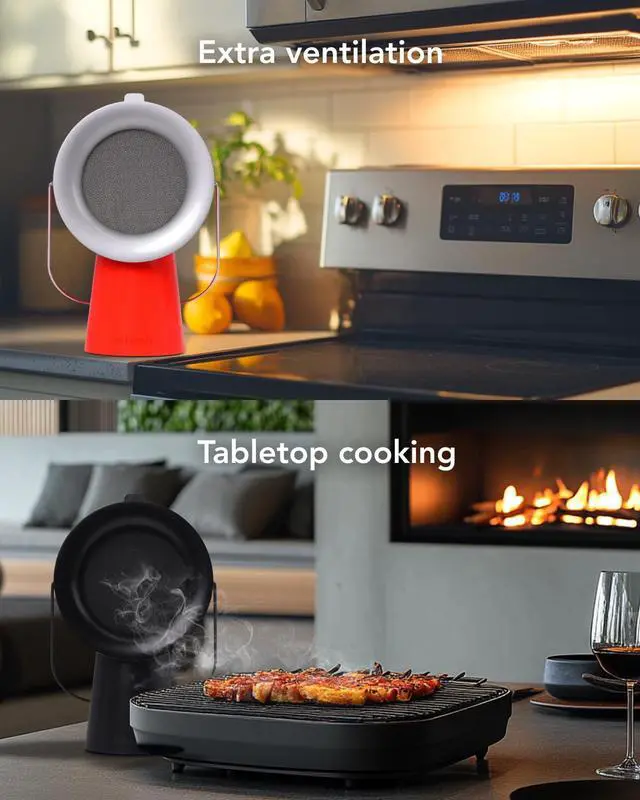 Alt view image 7 of 7 - Portable Range Hood 2 Pro, Corded & Cordless Design, Cadmium Orange | Enhanced airflow & led touch panel, perfect for indoor cooktops & RV; lower noise; battery purchased separately