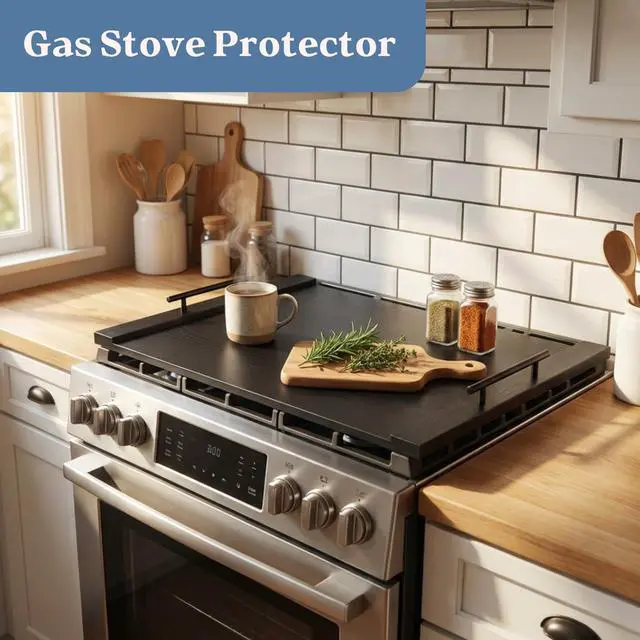 Alt view image 4 of 6 - Wooden Stove Top Cover 30x22 with Handles for Gas Electric, Sink | coffee bar or serving station - Use this noodle board stove cover to keep everyday essentials organized and within reach