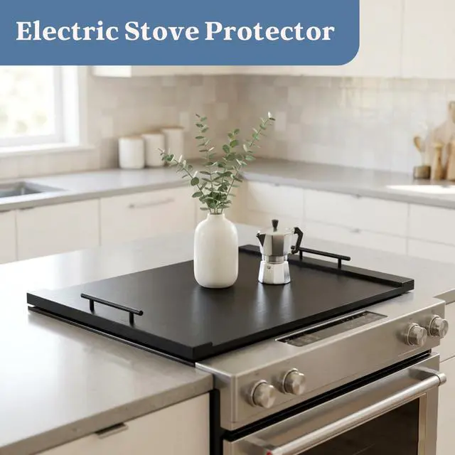 Alt view image 5 of 6 - Wooden Stove Top Cover 30x22 with Handles for Gas Electric, Sink | coffee bar or serving station - Use this noodle board stove cover to keep everyday essentials organized and within reach