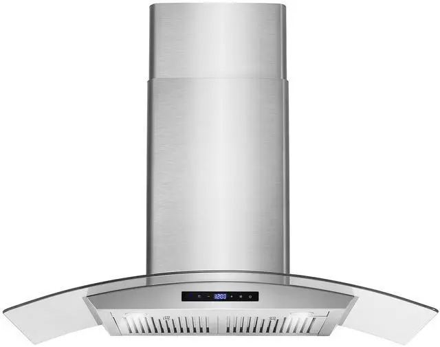 Main image of 36 in. Vista Coll 380 CFM Ducted Wall Mount Range Hood LED, Stainless Steel | COS-668AS900 Soft Touch Controls, 3 Fan Speeds, Glass Visor, Permanent Dishwasher-Safe Baffle Filters