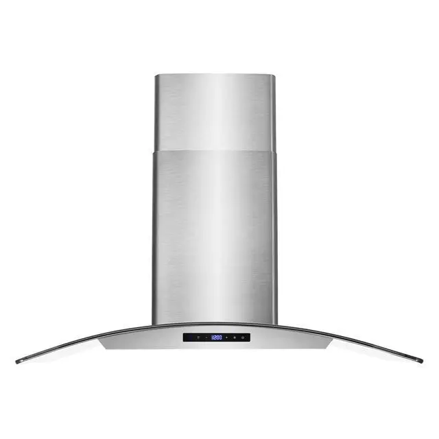 Alt view image 2 of 7 - 36 in. Vista Coll 380 CFM Ducted Wall Mount Range Hood LED, Stainless Steel | COS-668AS900 Soft Touch Controls, 3 Fan Speeds, Glass Visor, Permanent Dishwasher-Safe Baffle Filters
