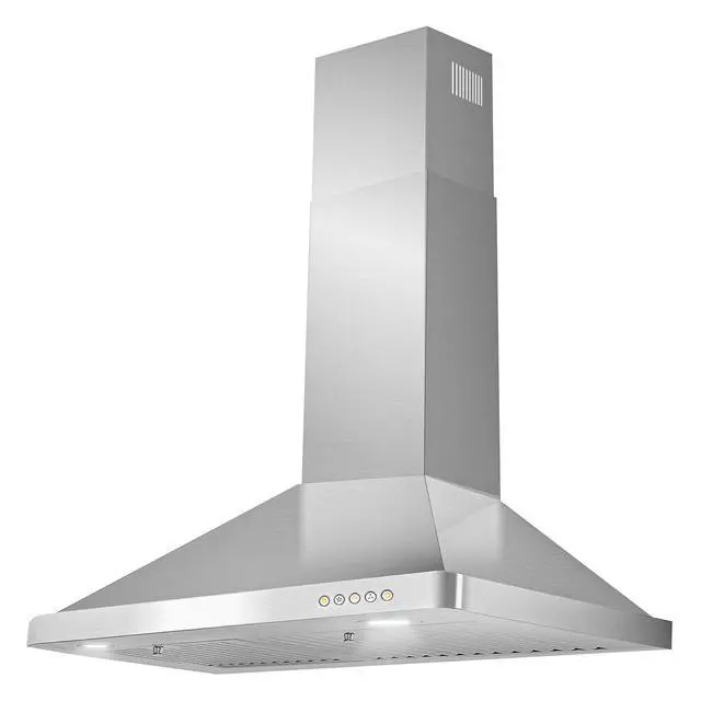 Alt view image 6 of 7 - 30 in. Vista Coll 380 CFM Ducted Wall Mount Range Hood LED, Stainless Steel | COS-63175 Push Button Controls, 3 Fan Speeds, Permanent Dishwasher-Safe Baffle Filters, Backdraft Damper