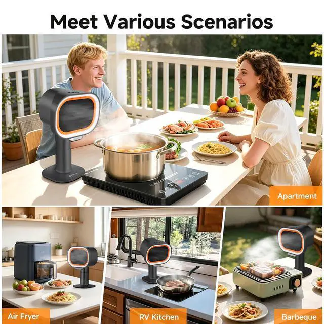 Alt view image 7 of 7 - Portable Range Hood, 4-Speed Desktop Exhaust Fan with adjustable Height | 4-speed desktop exhaust fan with 40° tilt & adjustable height. Quiet 52dB, with 10 carbon filters. Great for indoor BBQ, RV