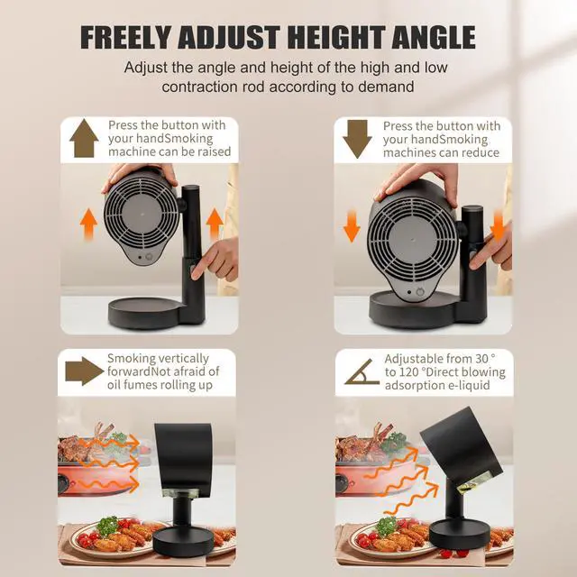 Alt view image 4 of 7 - Portable Range Hood - Detachable Aluminum Grease Filter, 3 Speed Exhaust Fan for Indoor & Outdoor RV Cooking, Compact Kitchen Ventilation for BBQ, Grilling, and Stovetop Use (Black)
