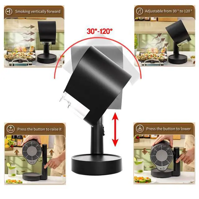 Alt view image 6 of 7 - Portable Range Hood - Detachable Aluminum Grease Filter, 3 Speed Exhaust Fan for Indoor & Outdoor RV Cooking, Compact Kitchen Ventilation for BBQ, Grilling, and Stovetop Use (Black)