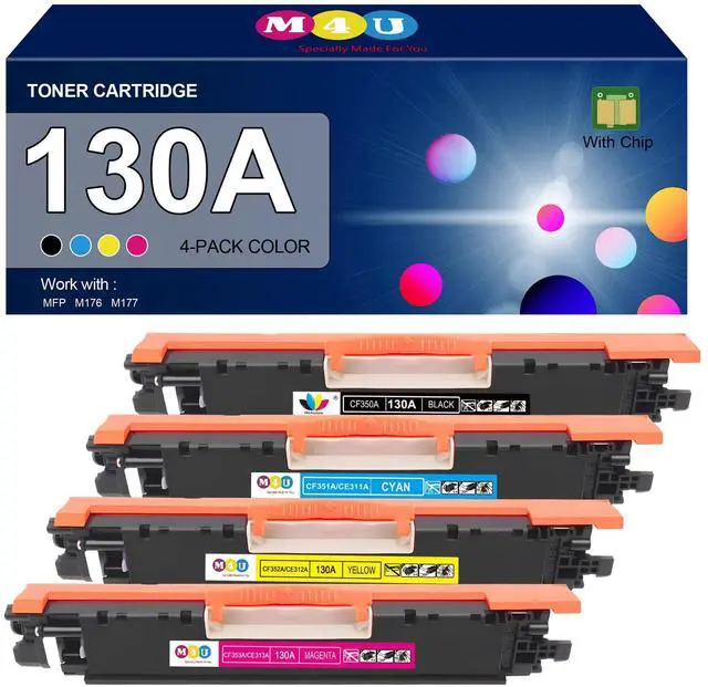 Main image of 130A Toner Cartridge 4 Pack(with Chip) Remanufactured | Compatible for CF350A CF351A CF352A CF353A for Pro Color MFP M177fw M176n M177 M176 Printer(Black Cyan Magenta Yellow)