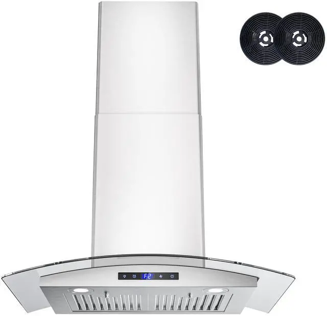 Main image of Wall Mount Range Hood 30 inch, 600 CFM, Ducted/Ductless Convertible, Stainless Steel Kitchen Vent Hood with 3-Speed Fan and LED Lights, Soft Touch Controls