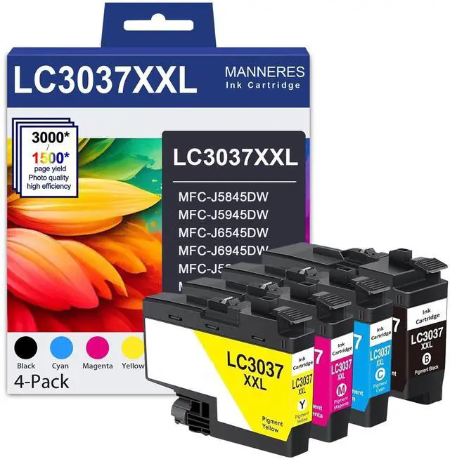 Main image of LC3037XXL Super High Yield Ink Cartridges (4-Pack) Compatible LC3037 BK/C/M/Y Ink Cartridge Replacement for Brother LC3037 LC3039 XXL MFC-J6945DW MFC-J6545DW MFC-J5845DW MFC-J5945DW Printer