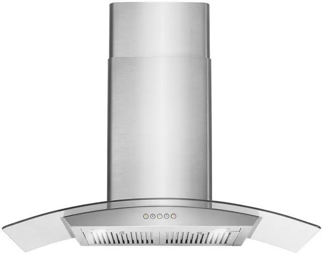 Main image of 36 in. Vista Coll 380 CFM Ducted Wall Mount Range Hood LED, Stainless Steel | COS-668A900 Push Button Controls, 3 Fan Speeds, Glass Visor, Permanent Dishwasher-Safe Baffle Filters