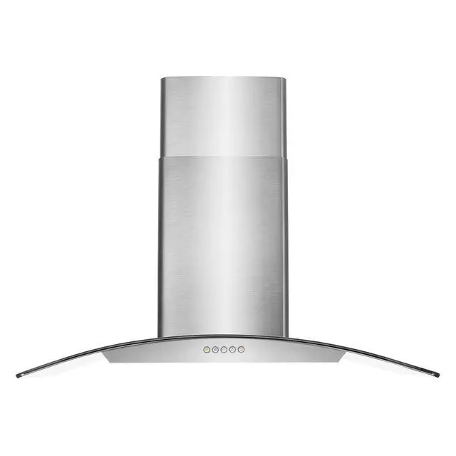 Alt view image 2 of 7 - 36 in. Vista Coll 380 CFM Ducted Wall Mount Range Hood LED, Stainless Steel | COS-668A900 Push Button Controls, 3 Fan Speeds, Glass Visor, Permanent Dishwasher-Safe Baffle Filters