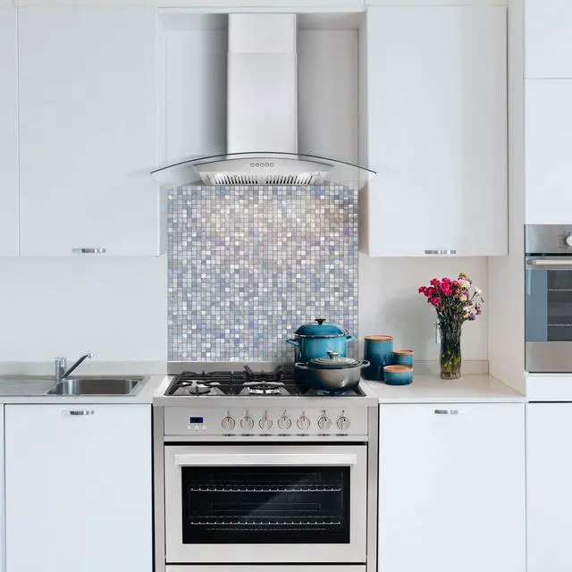 Alt view image 5 of 7 - 36 in. Vista Coll 380 CFM Ducted Wall Mount Range Hood LED, Stainless Steel | COS-668A900 Push Button Controls, 3 Fan Speeds, Glass Visor, Permanent Dishwasher-Safe Baffle Filters